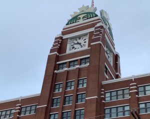 Starbucks clock tower headquarters in Seattle